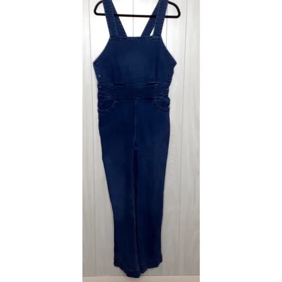 Faherty Avenue Denim Overalls Size Large Side Buttons Side& Back  Pockets - Picture 1 of 6